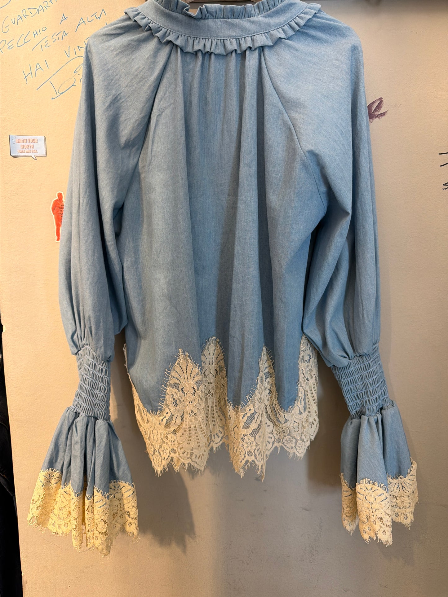 Camicia Boho jeans pizzo