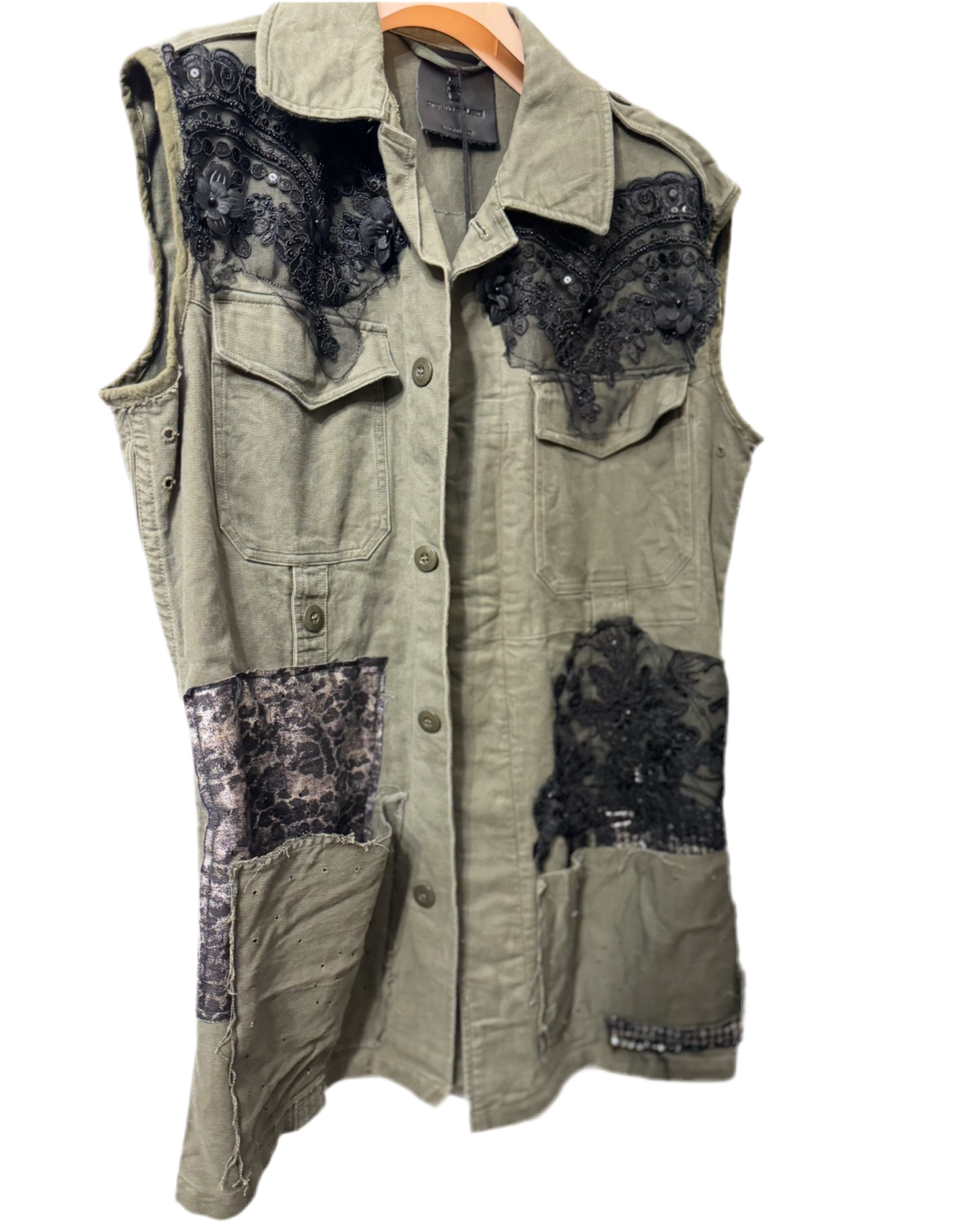 Gilet militare +pizzo