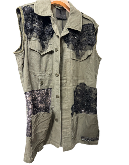 Gilet militare +pizzo