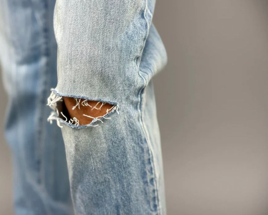 Jeans Wide Stone Rip strappo