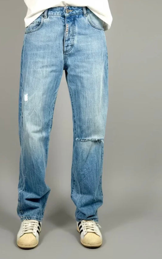 Jeans Wide Stone Rip strappo