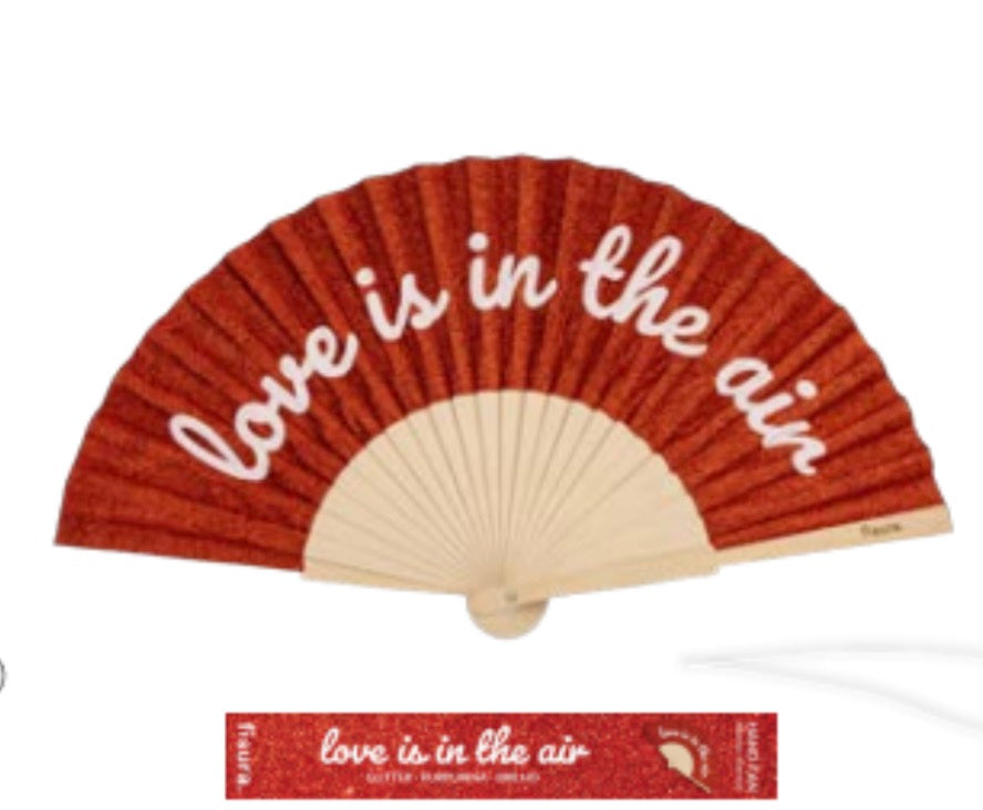 Ventaglio love is in the air glitter rosso