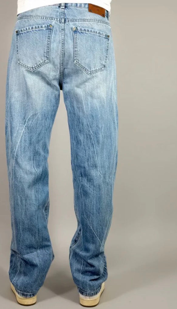 Jeans Wide Stone Rip strappo