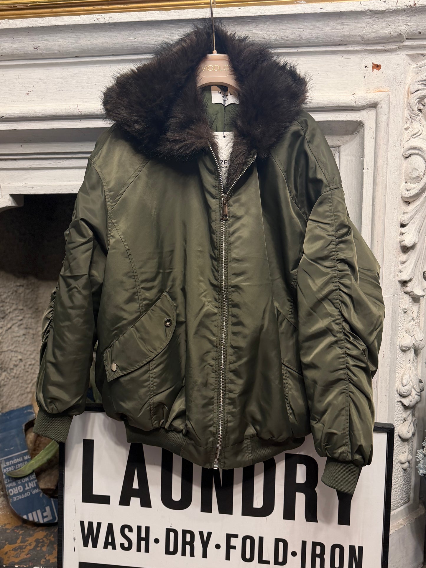 Bomber Military con Eco fur