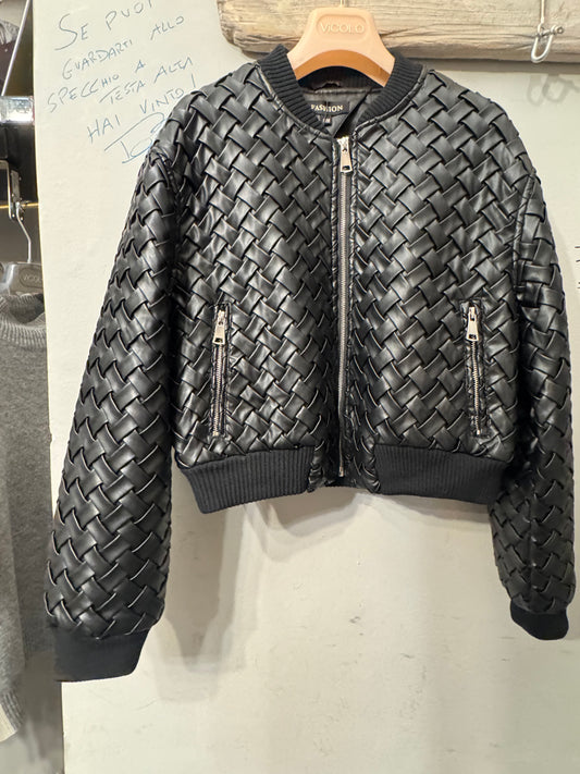 Bomber intrecciato eco Leather